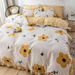 4pcs Home Textiles Cat Kitty Duvet Cover Pillow Case Bed Sheet Boy Kid Teen Girl Bedding Linens Sanding Set King Queen Twin