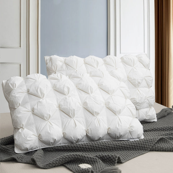 【TEXLORD】48*74cm Luxury 3D Style Rectangle White Goose/Duck Feather Down Pillows Down-proof 100% Cotton Bedding Pillow