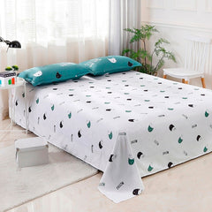 TEXLORD Home Textile Cyan Cute Cat Kitty Duvet Cover Pillow Case Bed Sheet Boy Kid Teen Girl Bedding Linens Set King Queen Twin